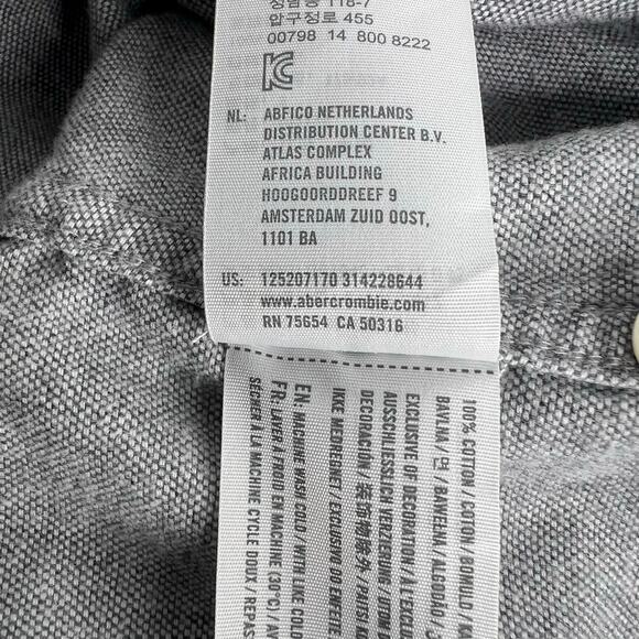 Men's Abercrombie & Fitch Grey Button Shirt Size Small - Picture 4 of 5